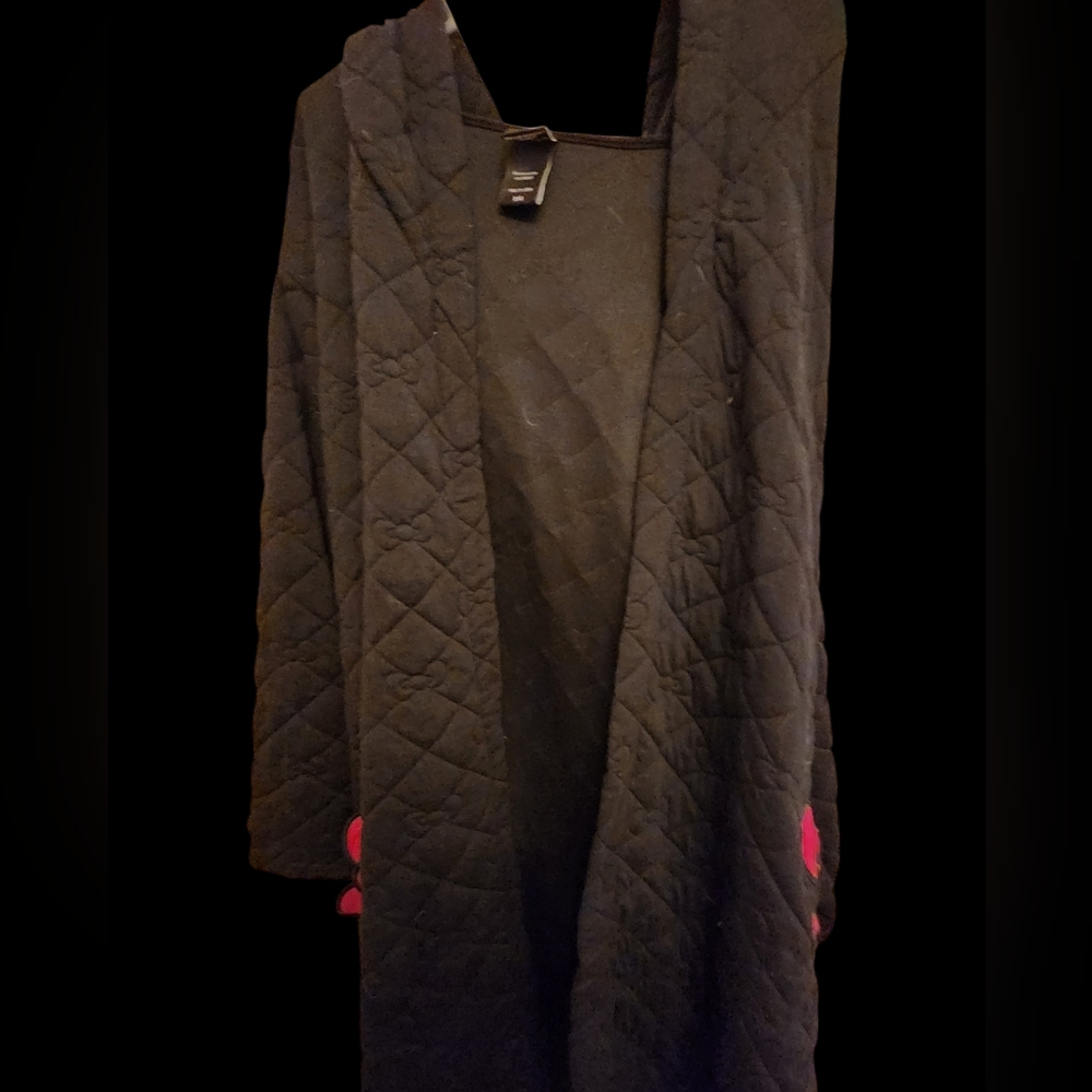 Hello Kitty Black Quilted Women's Robe with  Hood , ■ NWOT* 2 CUTE!!!